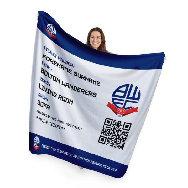 Personalised Bolton Wanderers Ticket Fleece Blanket