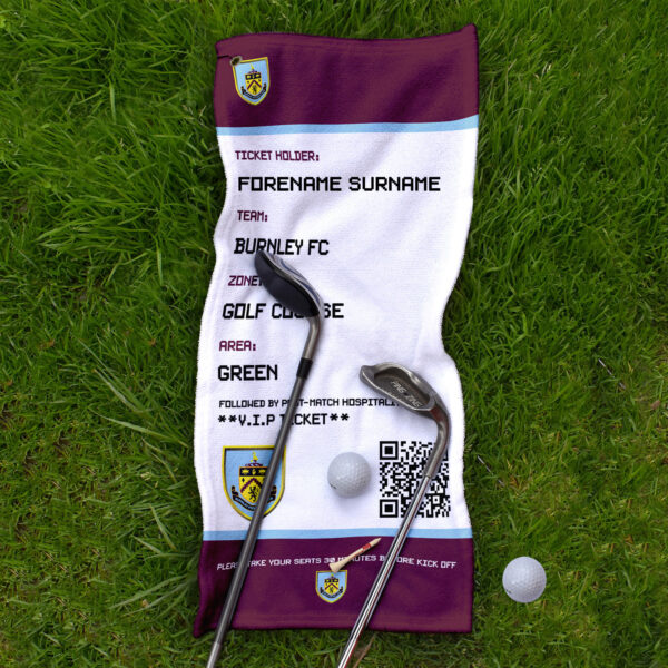 Personalised Burnley Ticket Golf Towel