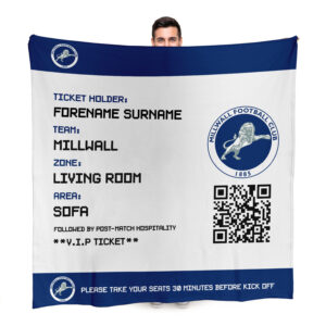 Personalised Millwall Ticket Fleece Blanket