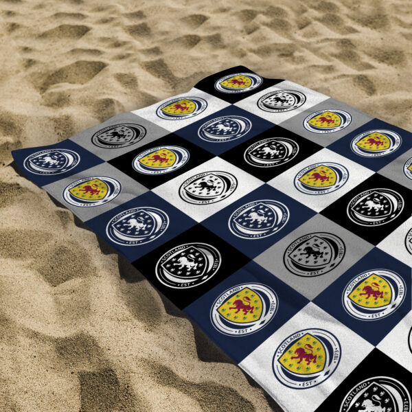 Personalised Scotland Football Chequered Beach Towel