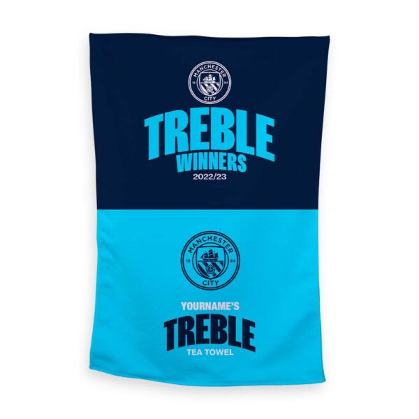 Personalised Manchester City Treble Tea Towel