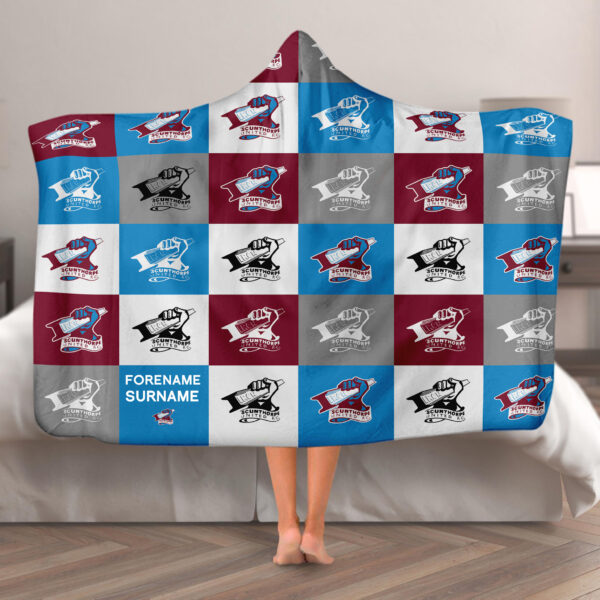 Personalised Scunthorpe United Chequered Adult Hooded Fleece Blanket