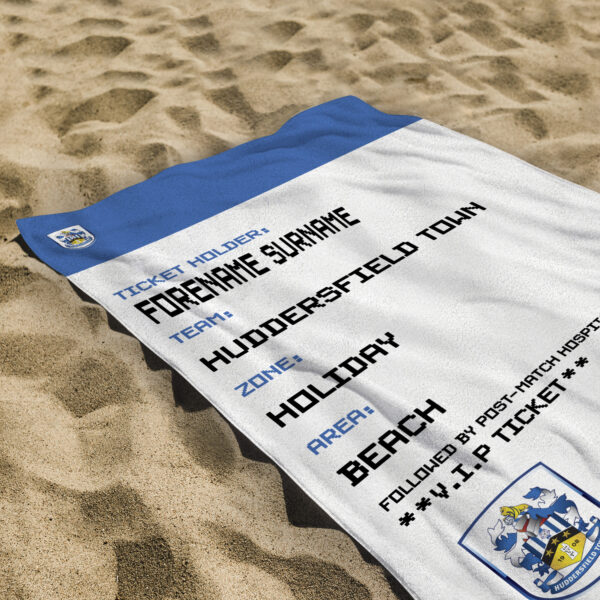 Personalised Huddersfield Town Ticket Beach Towel