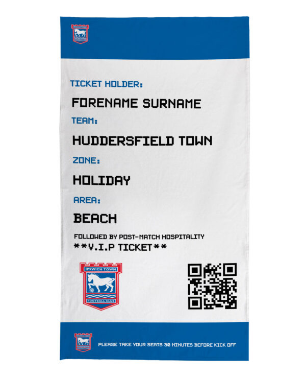 Personalised Ipswich Town Ticket Beach Towel