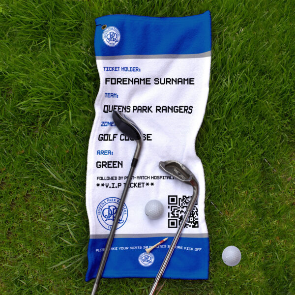 Personalised Queens Park Rangers FC Ticket Golf Towel
