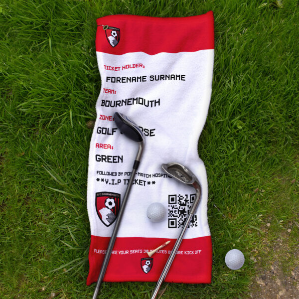 Personalised Bournemouth Ticket Golf Towel