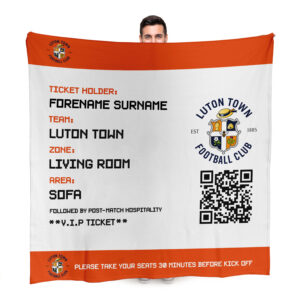 Personalised Luton Town Ticket Fleece Blanket