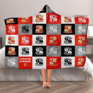 Personalised Swindon Town Chequered Adult Hooded Fleece Blanket
