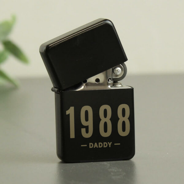 Personalised Date & Name Black Lighter