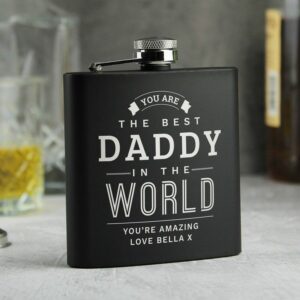 Personalised Faux Leather Hip Flask – Black