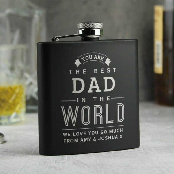 Personalised Best in The World Black Hip Flask