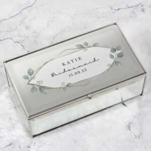 Personalised White Glitter Jewellery Case