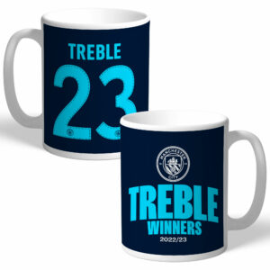 Personalised Manchester City Treble Winners Mug (Navy)