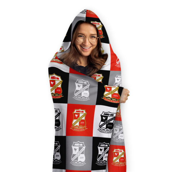 Personalised Swindon Town Chequered Adult Hooded Fleece Blanket