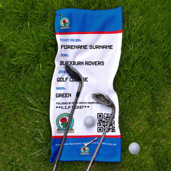 Personalised Blackburn Rovers Ticket Golf Towel