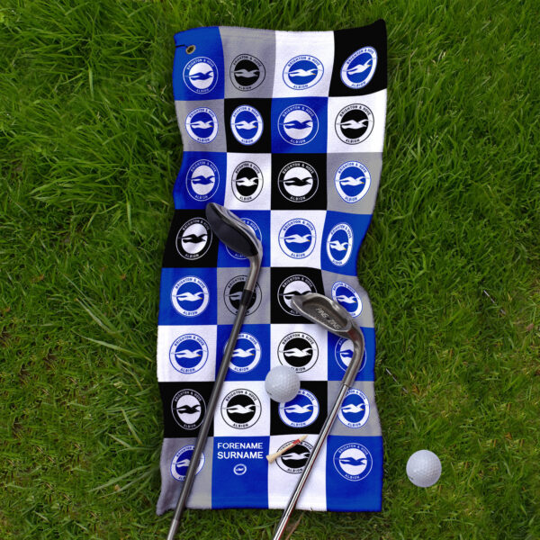 Personalised Brighton & Hove Albion Chequered Golf Towel