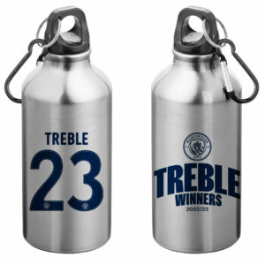 Personalised Manchester City Treble Winners Sport Bottle with Carabiner