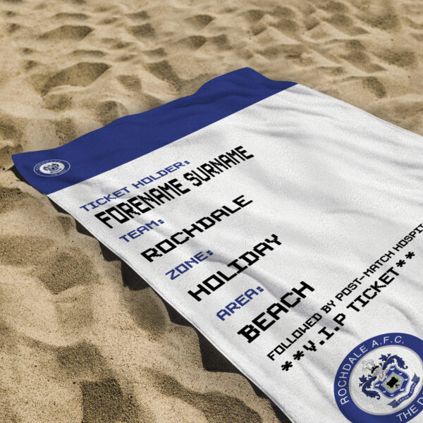 Personalised Rochdale Ticket Beach Towel