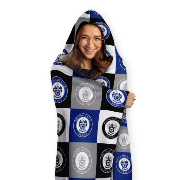 Personalised Rochdale Town Chequered Adult Hooded Fleece Blanket