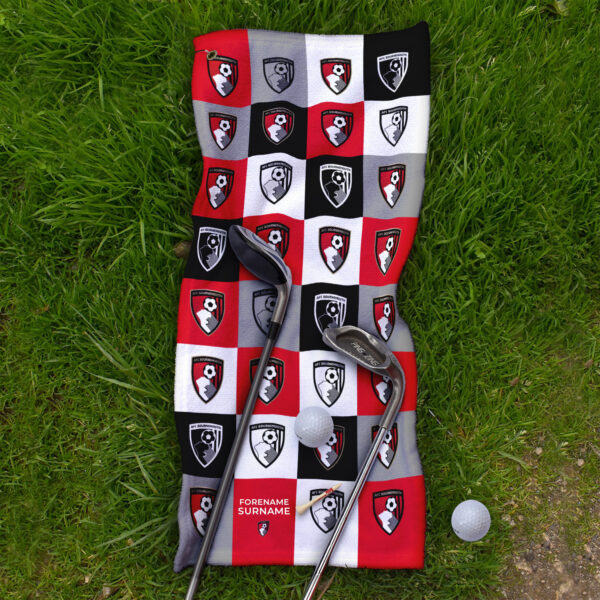 Personalised Bournemouth Chequered Golf Towel