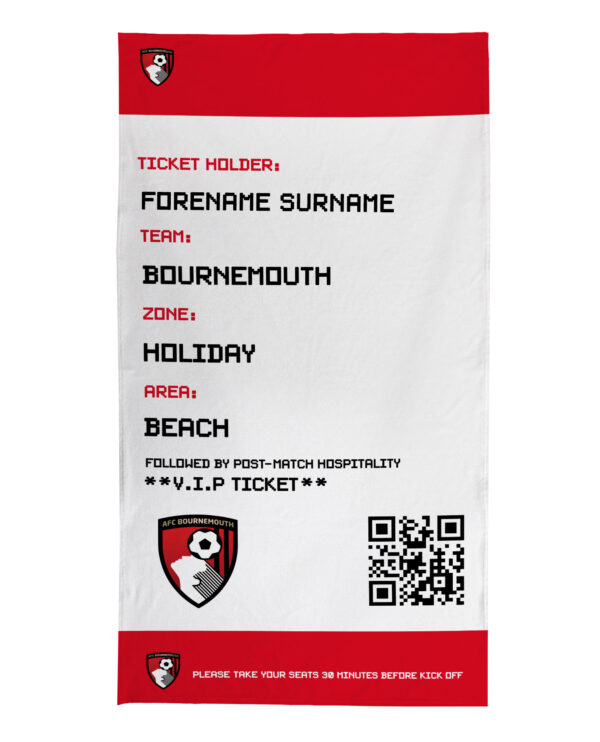 Personalised Bournemouth Ticket Beach Towel
