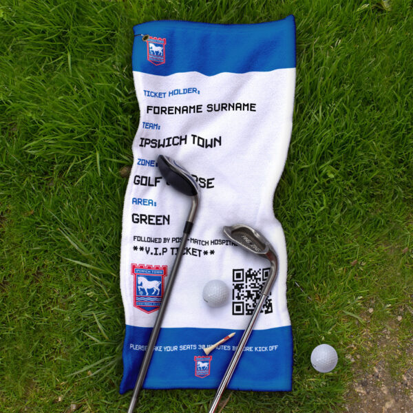 Personalised Ipswich Town Ticket Golf Towel