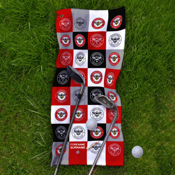 Personalised Brentford Chequered Golf Towel