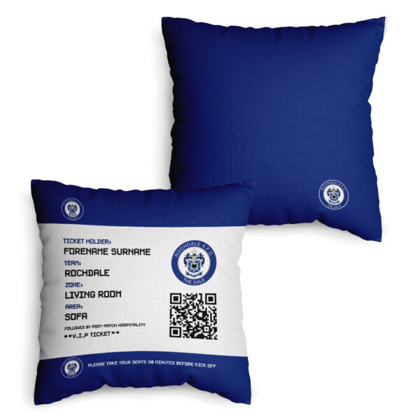 Personalised Rochdale Ticket 18″ Cushion