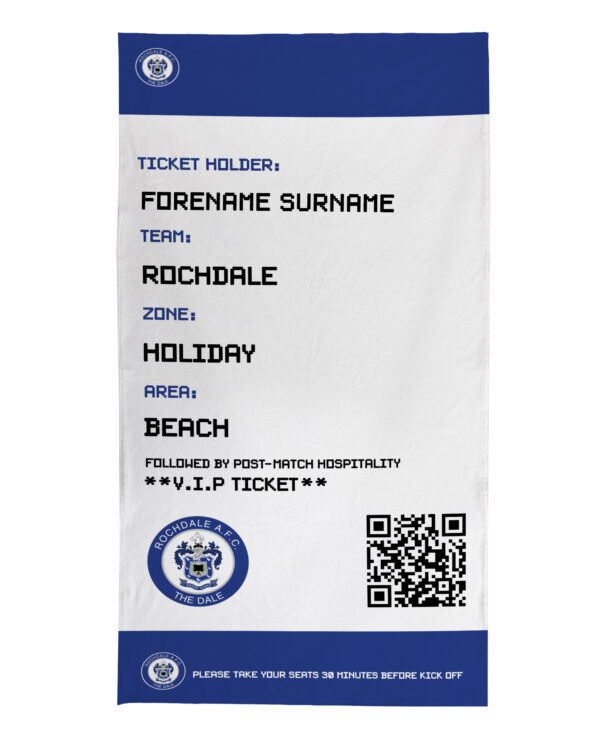 Personalised Rochdale Ticket Beach Towel