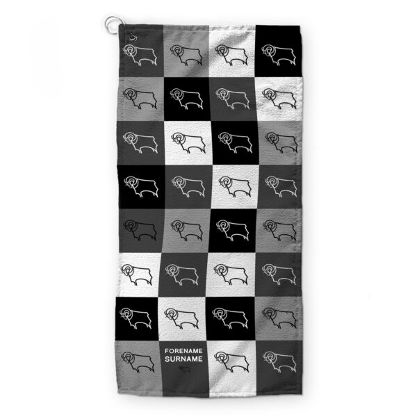 Personalised Derby County Chequered Golf Towel