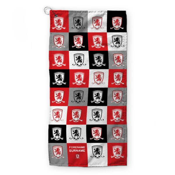 Personalised Middlesbrough FC Chequered Golf Towel