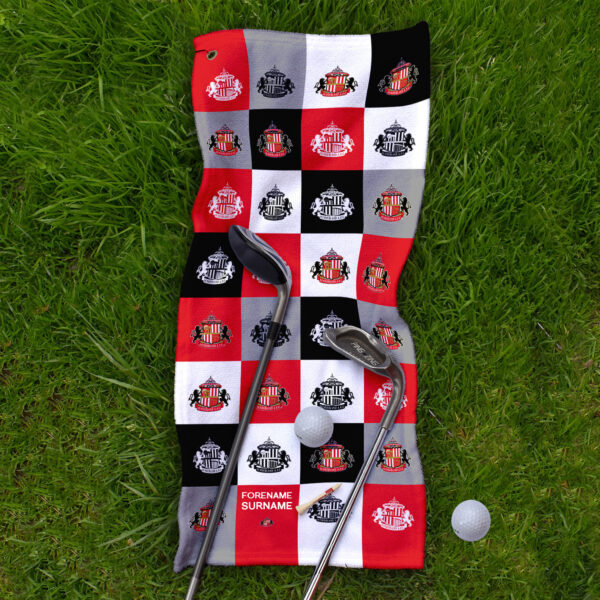 Personalised Sunderland AFC Chequered Golf Towel