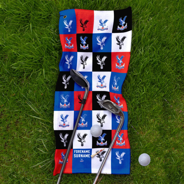 Personalised Crystal Palace FC Chequered Golf Towel