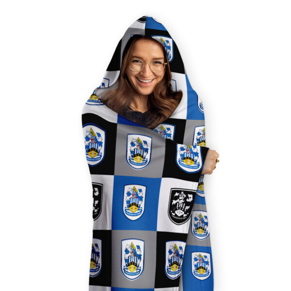 Personalised Huddersfield Town Chequered Adult Hooded Fleece Blanket