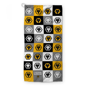 Personalised Wolves Chequered Golf Towel