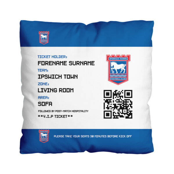 Personalised Ipswich Town Ticket 18″ Cushion