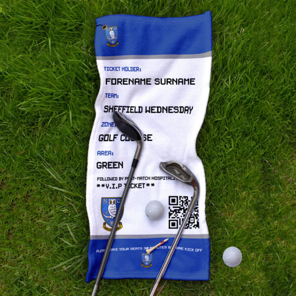 Personalised Sheffield Wednesday FC Ticket Golf Towel