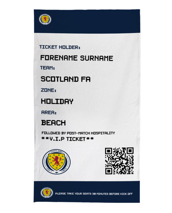 Personalised Scotland Football Ticket Beach Towel