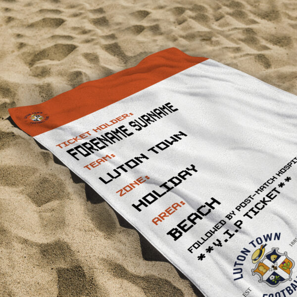 Personalised Luton Town Ticket Beach Towel