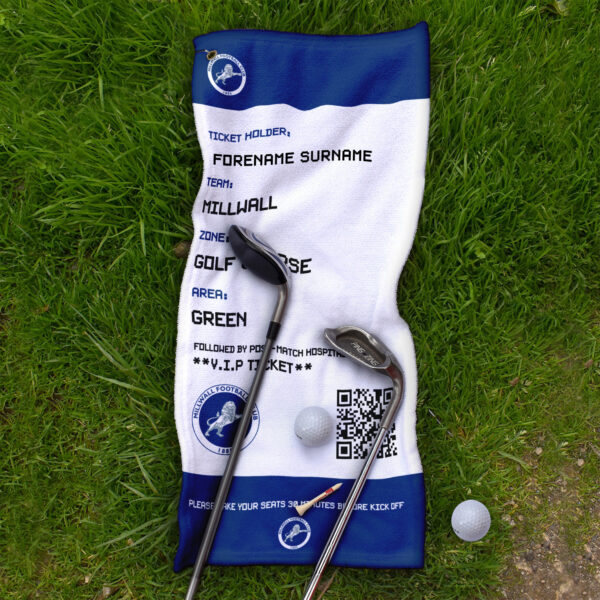 Personalised Millwall Ticket Golf Towel