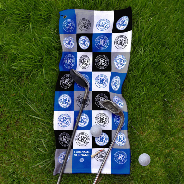 Personalised Queens Park Rangers FC Chequered Golf Towel
