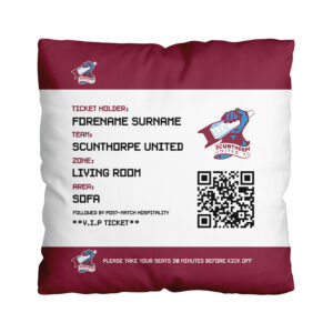 Personalised Scunthorpe United Ticket 18″ Cushion