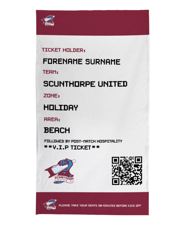 Personalised Scunthorpe United Ticket Beach Towel