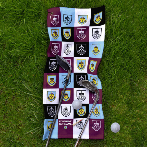 Personalised Burnley Chequered Golf Towel