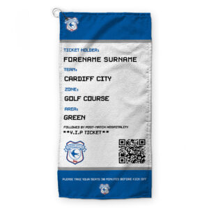Personalised Cardiff City Ticket Golf Towel
