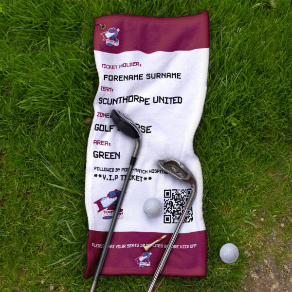 Personalised Scunthorpe United Ticket Golf Towel
