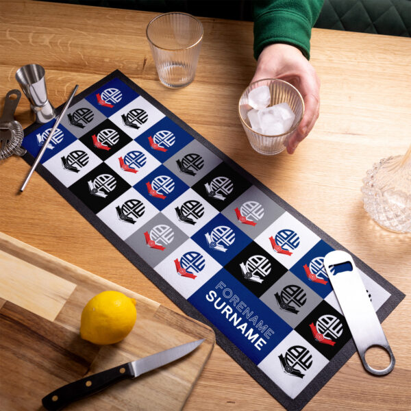 Personalised Bolton Wanderers Chequered Bar Runner