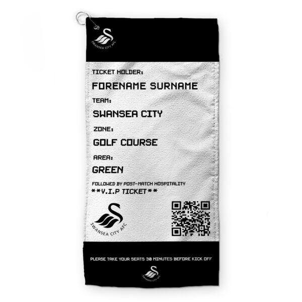 Personalised Swansea City AFC Ticket Golf Towel
