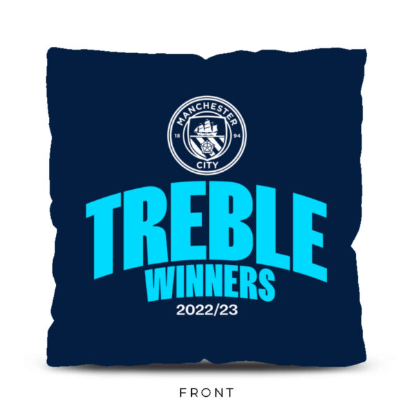 Personalised Manchester City Treble Winners 18″ Name Cushion