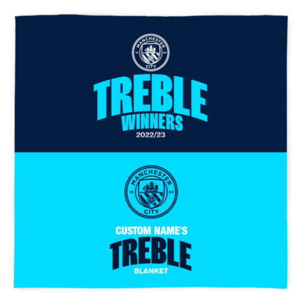 Personalised Manchester City Treble Fleece Blanket